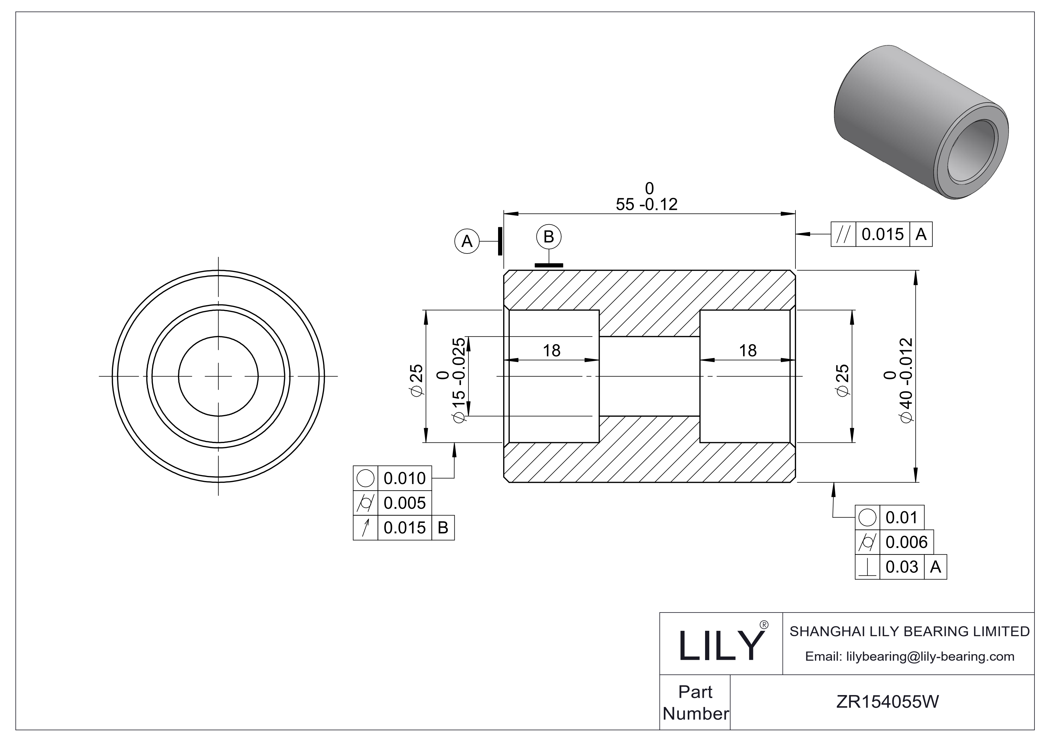 ZR154055W Componentes de óxido de circonio (ZRO2) cad drawing